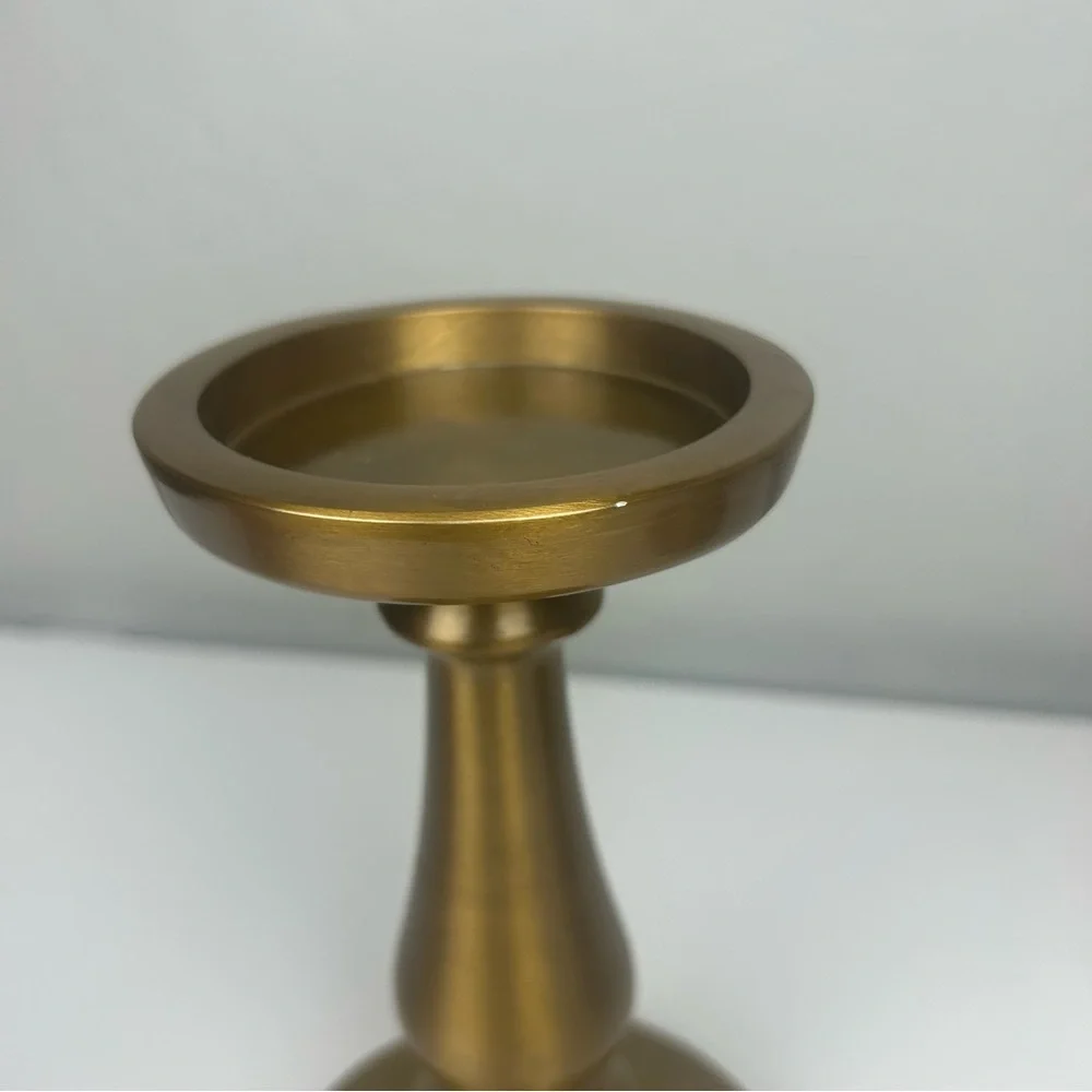 Ikea set of two gold pillar candle holders 8.5 inches